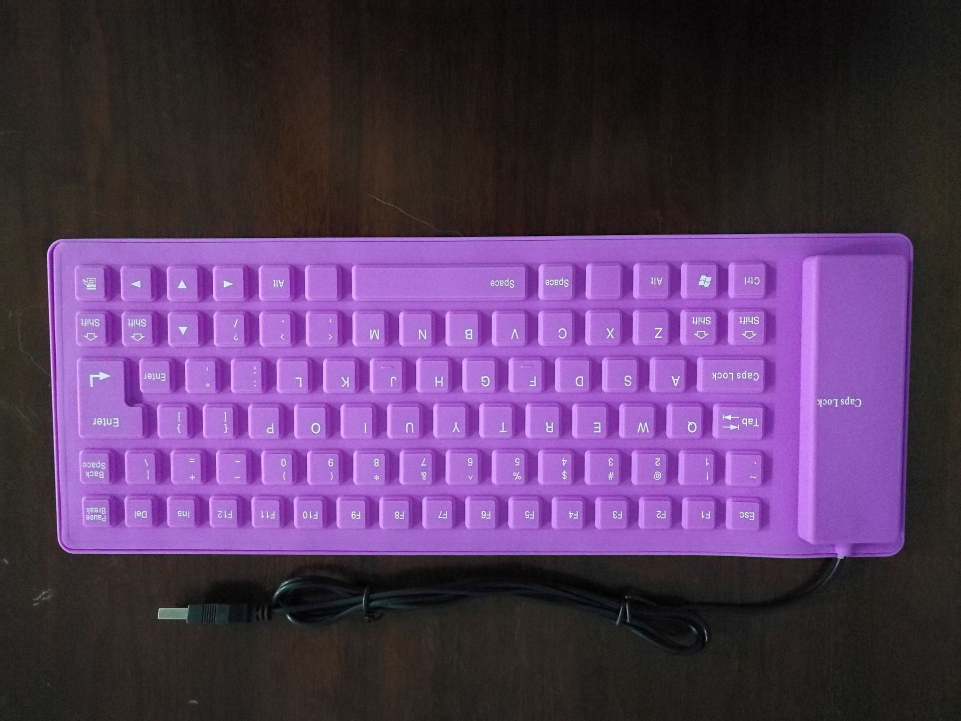 Foldable washable computer keyboard 85 key portable mini USB flexible waterproof soft silicone gaming keyboard computer laptop: purple