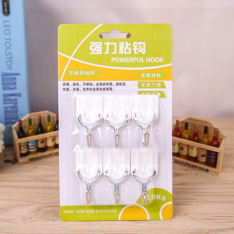 6PCS Strong Adhesive Self Bathroom Kitchen Hooks for Hanging Adhesive Hooks Stick On Wall Hanging Door Towel Holder Wall Hanger
