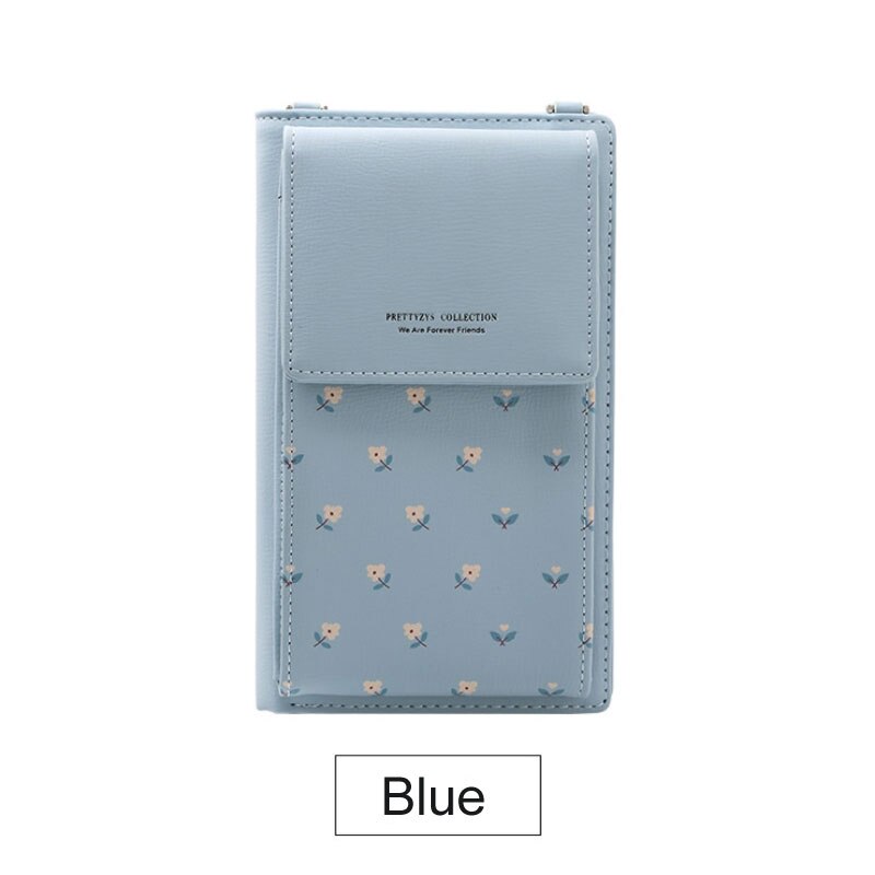 Women Casual Wallet Brand Cell Phone Wallet Big Card Holders Wallet Handbag Purse Clutch Messenger Shoulder Straps Bag: Style 1 Blue