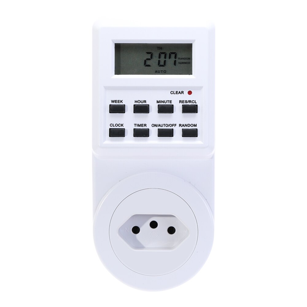 EU UK US FR BR Plug Digital Smart Home Programmable Electric Wall Plug Power Socket Timer Switch Socket Clock 220V 110V AC: BR Plug