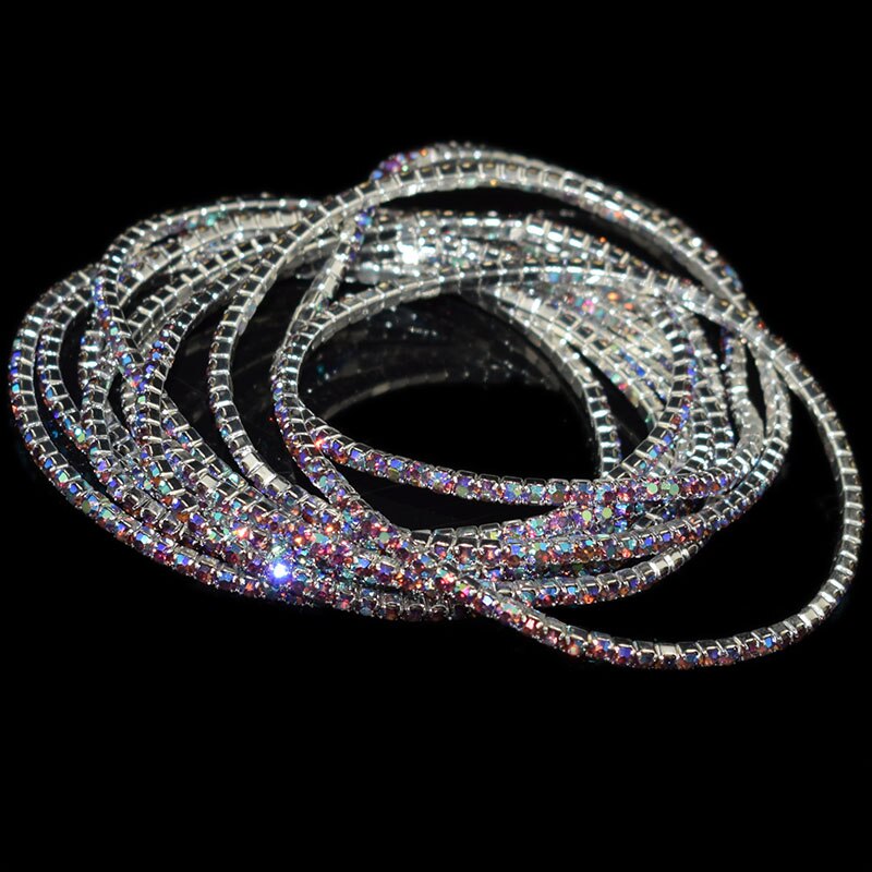 10pcs Colorful Rhinestone Stretch Bracelets Femme Elastic Crystal Bracelets For Women Bling Girl Wedding Jewelry: sz-1073-purple