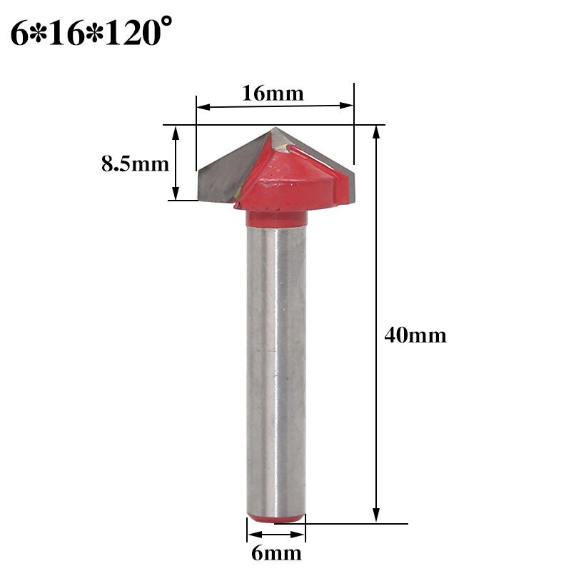 1pc 6mm v urajyrsinterät cnc kaiverrus jyrsin 60-150 asteen puuntyöstö veitsi volframikarbidi leikkaustyökalut: 6 x 16 x 120r