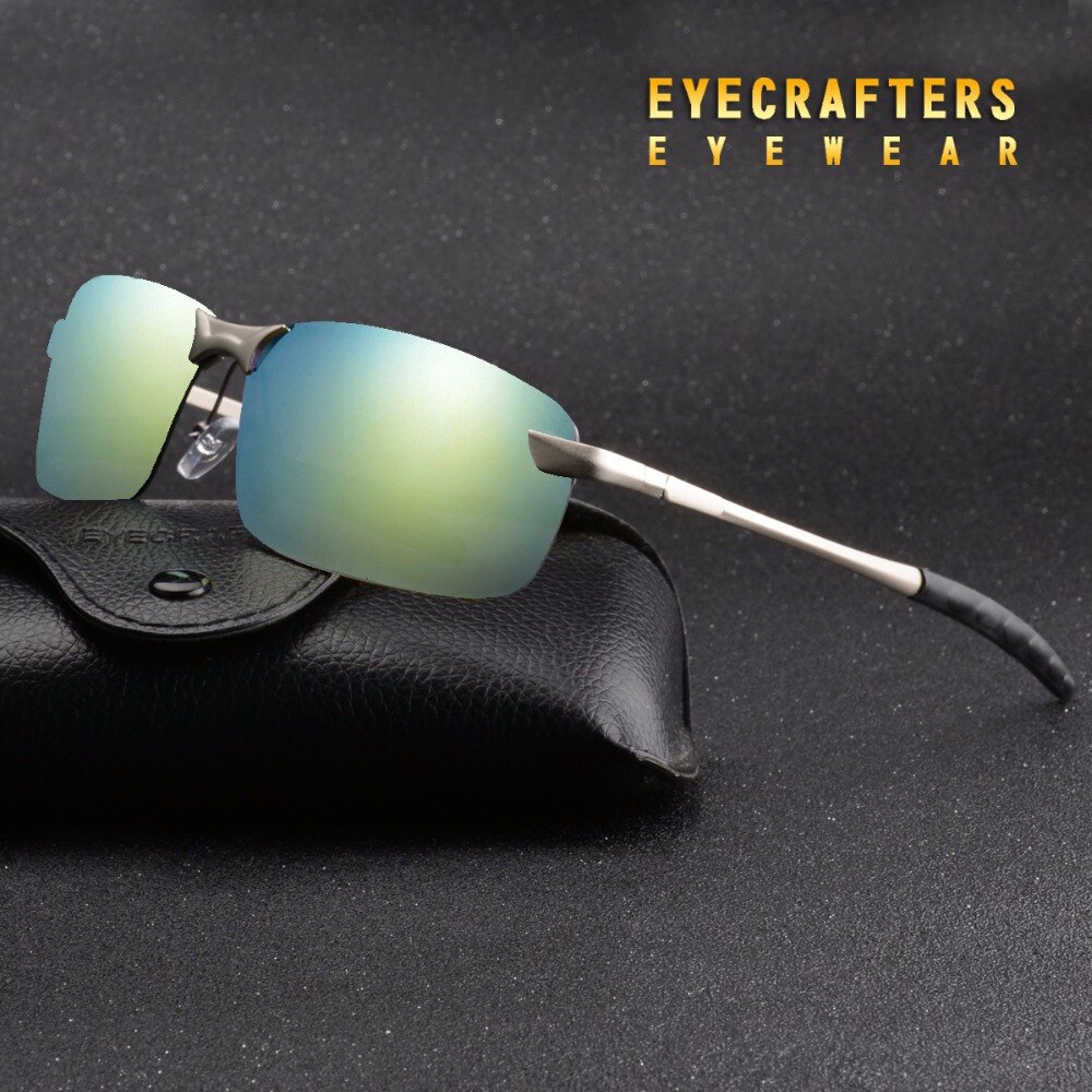 Oranje Heren UV400 Gepolariseerde Zonnebril Sport Rijden Mirrored Zonnebril Randloze Metalen Bril Eyewear 3043DM