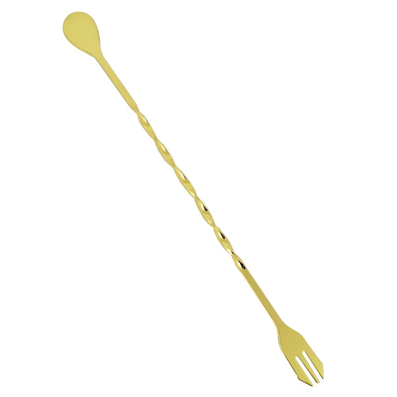 Cocktail Shaker Stainless steel Rose Gold Black Sliver Bar Spoons Cocktail Drink Mixer Muddler Ice Strainer: Gold Spoon1