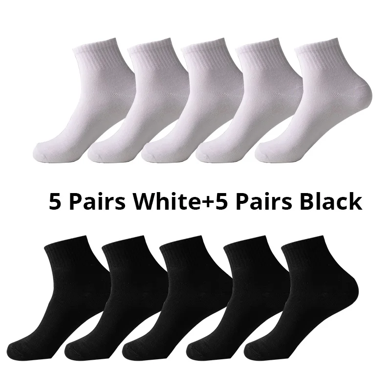 10 pares de meias masculinas respiráveis e confortáveis, meias casuais de escritório para tênis, meias de trabalho para todas as estações