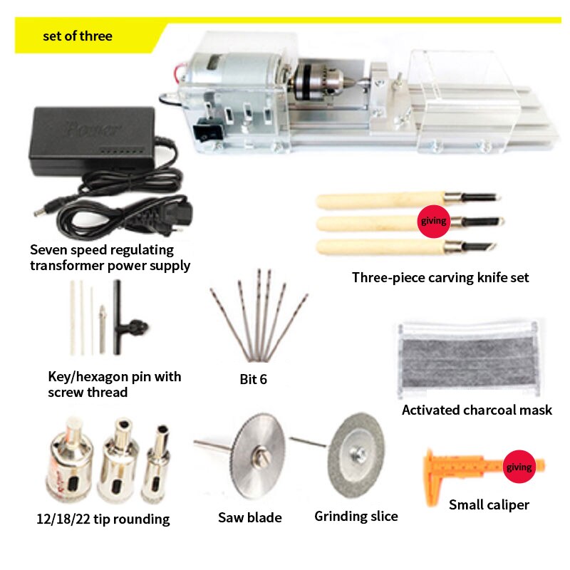Mini Kralen Machine Mini Kraal Auto Kralen Machine Thuis Kralen Draaibank Diy Houten Kralen Houtbewerking Gereedschap: Package 3