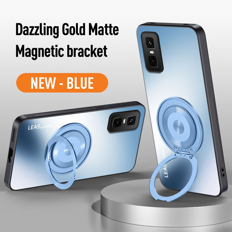 Para Infinix GT 30 Pro 5G Funda de lujo mate 360 ° Funda trasera con soporte para Infinix GT30 Pro, Funda magnética a prueba de golpes: Azul