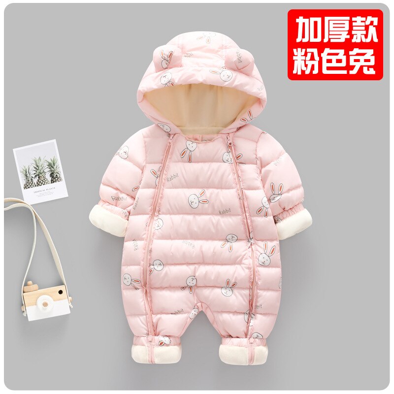 Overalls Plus Fluwelen Jumpsuits Baby Winter Rompertjes Cartoon Hooded Waterdicht Pasgeboren Meisjes Snowsuit Peuter Jongen Jas Kleding: 2