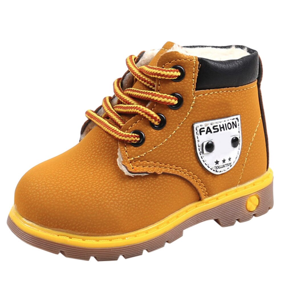 Børn støvler sko småbørn baby piger drenge vinter sne støvler sko børn varme sneaker sne støvler børn børn baby sko: Gul / 28