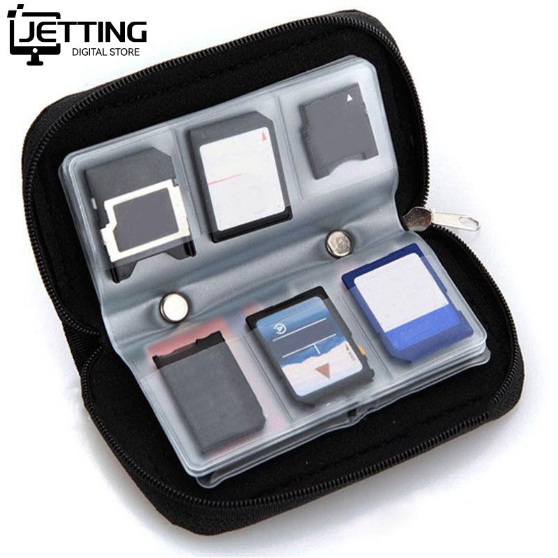 1 PC Schwarz 22 SDHC MMC CF Mikro SD Speicher Karte Lagerung Durchführung Mäppchen fallen Schutz Halfter Brieftasche