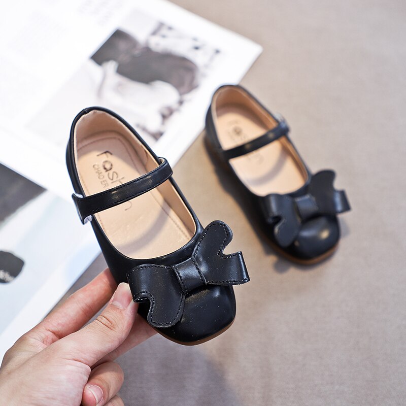 Effen Kleur Baby Meisje Leer Leisure Schoenen mode meisjes zachte dance party schoenen Zoete Strik Prestaties SM015