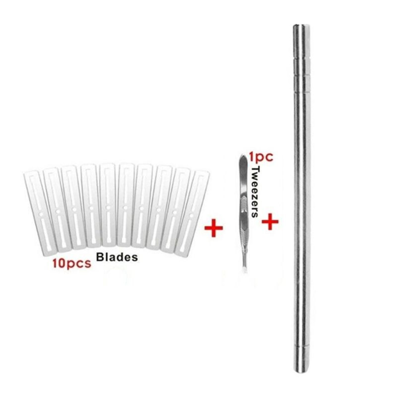 Hair Tattoo Trim Styling Engraving Pen Face Eyebrow Shaping Scissors Device Multifunctional Beards Razor Hairdressing Tool: Pen Blades Tweezer