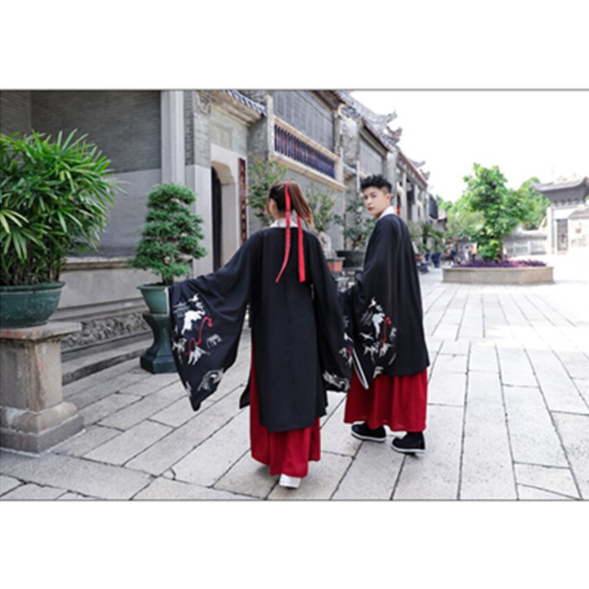 Man forntida kinesisk dräkt hanfu kran vintage vuxna kvinnor folk qing dynastin festival dräkt tangsuit maskeraddräkt fest vestidos