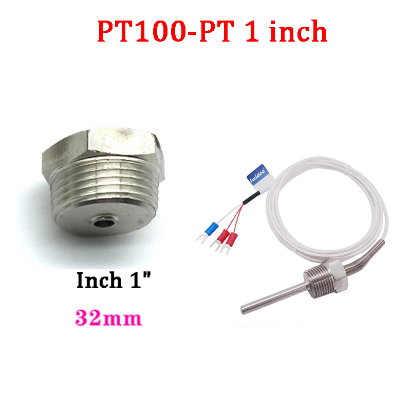 Inch PT100/K Stainless Steel Fixed Thread Platinum Thermal Resistance Thermocouple Waterproof Temperature Sensor Probe: Pink