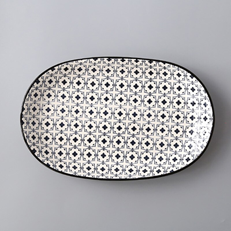 Chique restaurant keramische visschotel, groot ovaal bord, huishoudelijk bord, gestoomde visschotel: 7