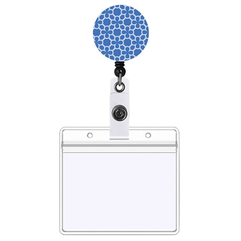 Bloem Zakelijke Creditcard Houder Plastic Werknemer Card Cover Student Lanyard Intrekbare Pull Clip Badge Id Naam Card Case: 08