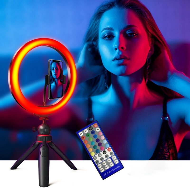 Led Ring Light With Tripod Colorful Phone Tripod Fill Light For Cellphone Video Photo Selfie Stick Ringlight With Stand