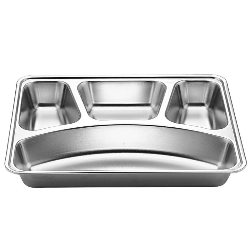 Stainless Steel Divided Dinner Tray Lunch Container Food Plate for School Canteen 3/5/4 Section U7ED: 05