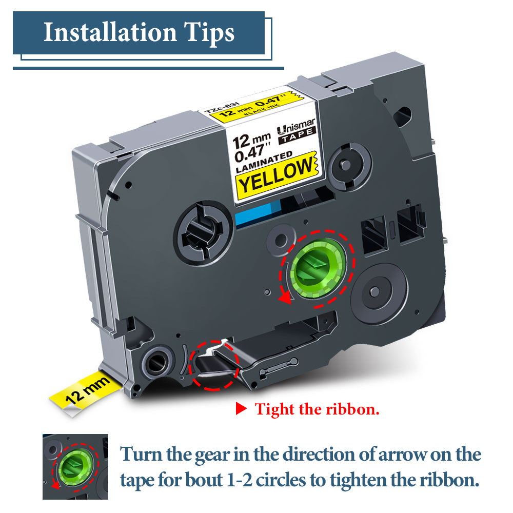 3PK 12mm Label Tape for Brother 335 Laminated Labeling Ribbon White on Black Cassette Ribbon Compatible for Brother Label Maker
