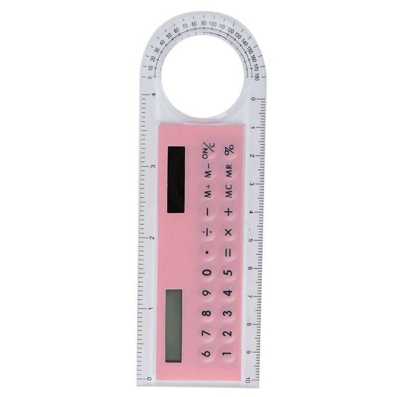 Mini-calculadora cartão de 10cm, energia solar, criativo, com régua multifuncional, material de escritório e escola, 1 peça: pink