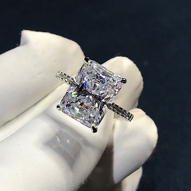 Luksusowy pierścionek zaręczynowy z symulowanym diamentem cz 925 Sterling Silver Pierścionki zaręczynowe dla kobiet Biżuteria imprezowa