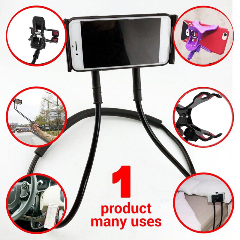 Universal 360 Grad Flexible Handys Halter Stehen Faul Hals Hängen Handy Halter Für IPhone 11 Xiaomi Mi10 Huawei P30