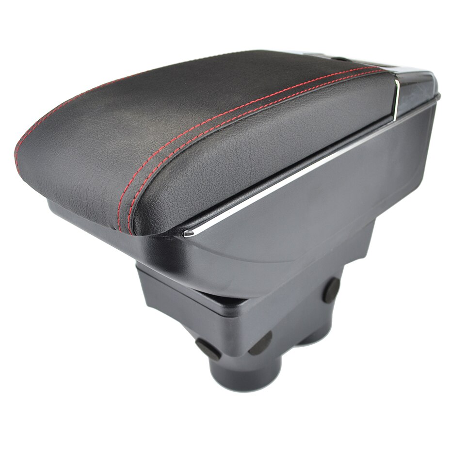 Armlæn til peugeot 208 -  armlæn dobbeltlags opbevaringsboks dekoration bil styling: Rød tråd