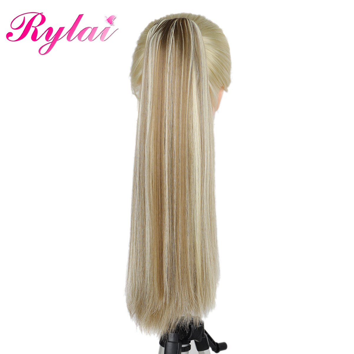 Straight Ponytail Hair Extensions Claw Clip Synthetic Pony Tail Extensions 18 Inches For Women Beautyhair By RYLAI