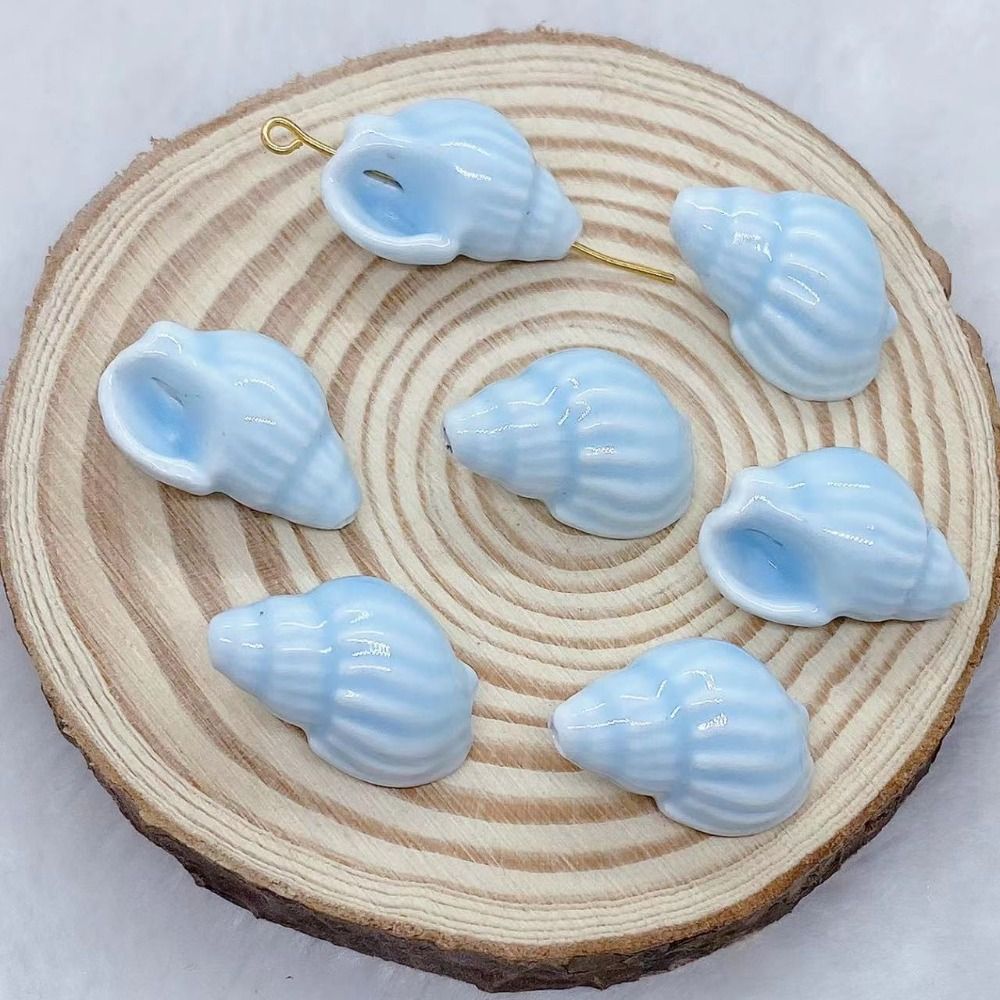 10 stk ferske keramikk skjell konkylie spacerperler strand diy for smykkelaging skjellarmbånd: Blå