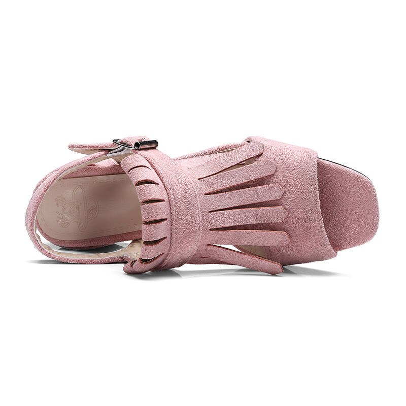 Morazora stor storlek 33-43 enfärgade sommarskor enkla spänne dam sandaler tofsar casual damskor rosa
