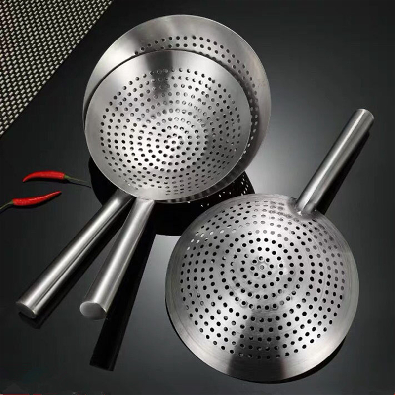 Colador grueso de acero inoxidable 304 con mango largo, tamiz grande para albóndigas, harina y fideos, espumadera, cuchara de cocina