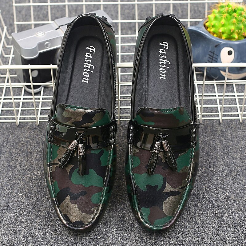 Merkmak Men'S Casual Shoes A Pedal Low To Help Flat Lazy Peas Camouflage Casual Shoes Men British Driving Footwear