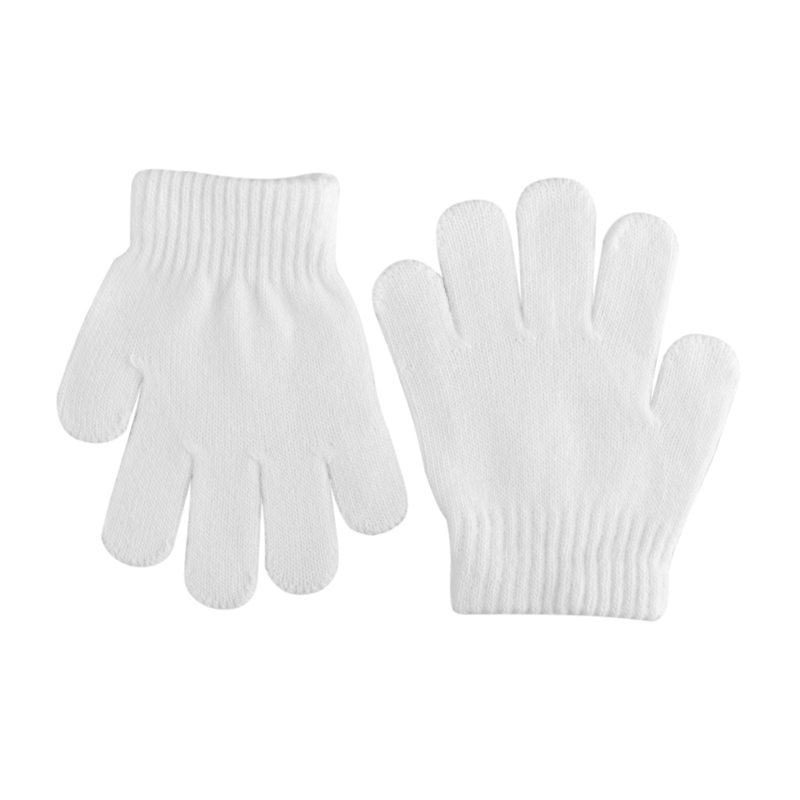 Volledige Vinger Handschoenen Leuke Winter Baby Handschoenen Wanten Kinderen Houden Warme Effen Kleuren Voor Sport Fietsen Vissen Snowboard Running: white