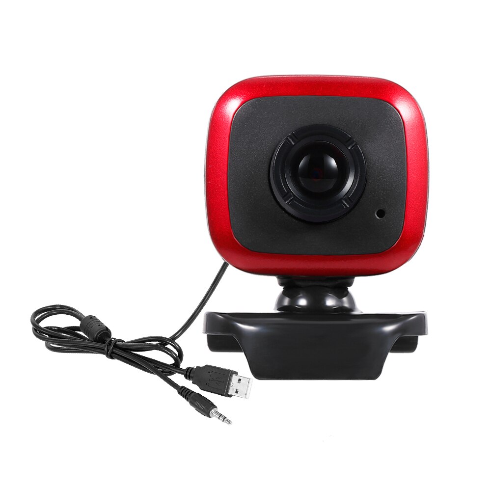 HD Webcam 480P 5MP PC 30fps HD Camera High-Definition Cam Video Call with Microphone USB Plug&Play for Laptop Desktop Computer: Black Red
