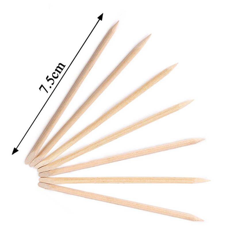 200pcs/lot Orange Nail Stick Cuticle Pusher For Nail Gel Polish Dead Skin Fork Manicure Pedicure Nail Accessories Care Tools