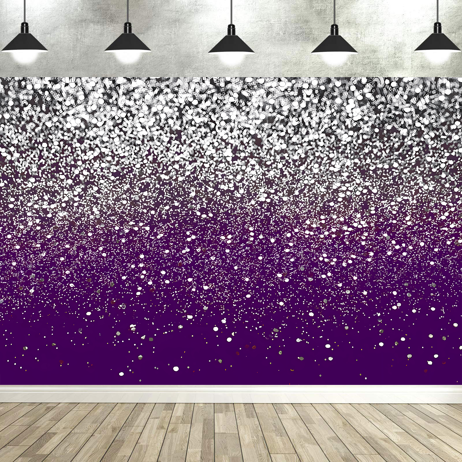 Dewprint Schwarz Gold Silber Glitzer Kulissen golden glänzend Punkt Stern Polka hell Bokeh Hintergründe für Geburtstag Hochzeit Party