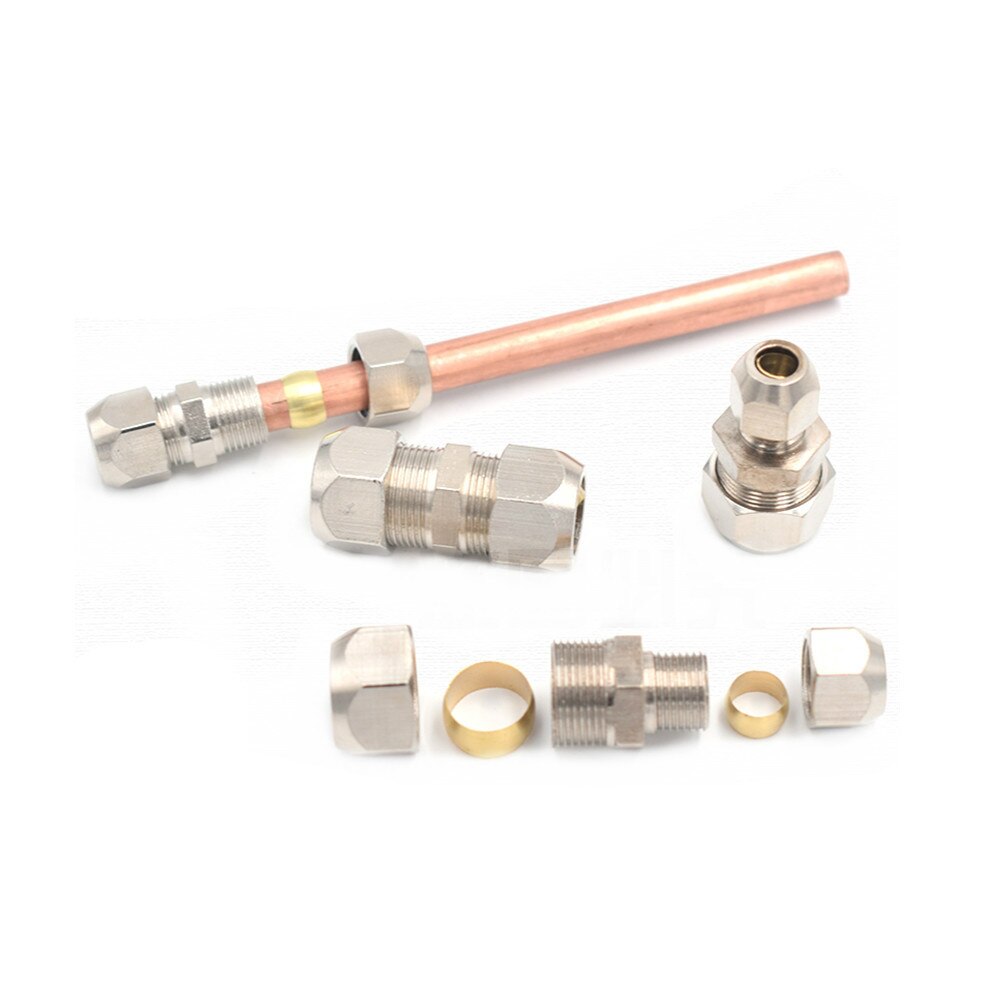 Knelbus buisfitting 4-16mm messing buis dubbele kaartset koperen verbindingen buismoer borging dubbel recht
