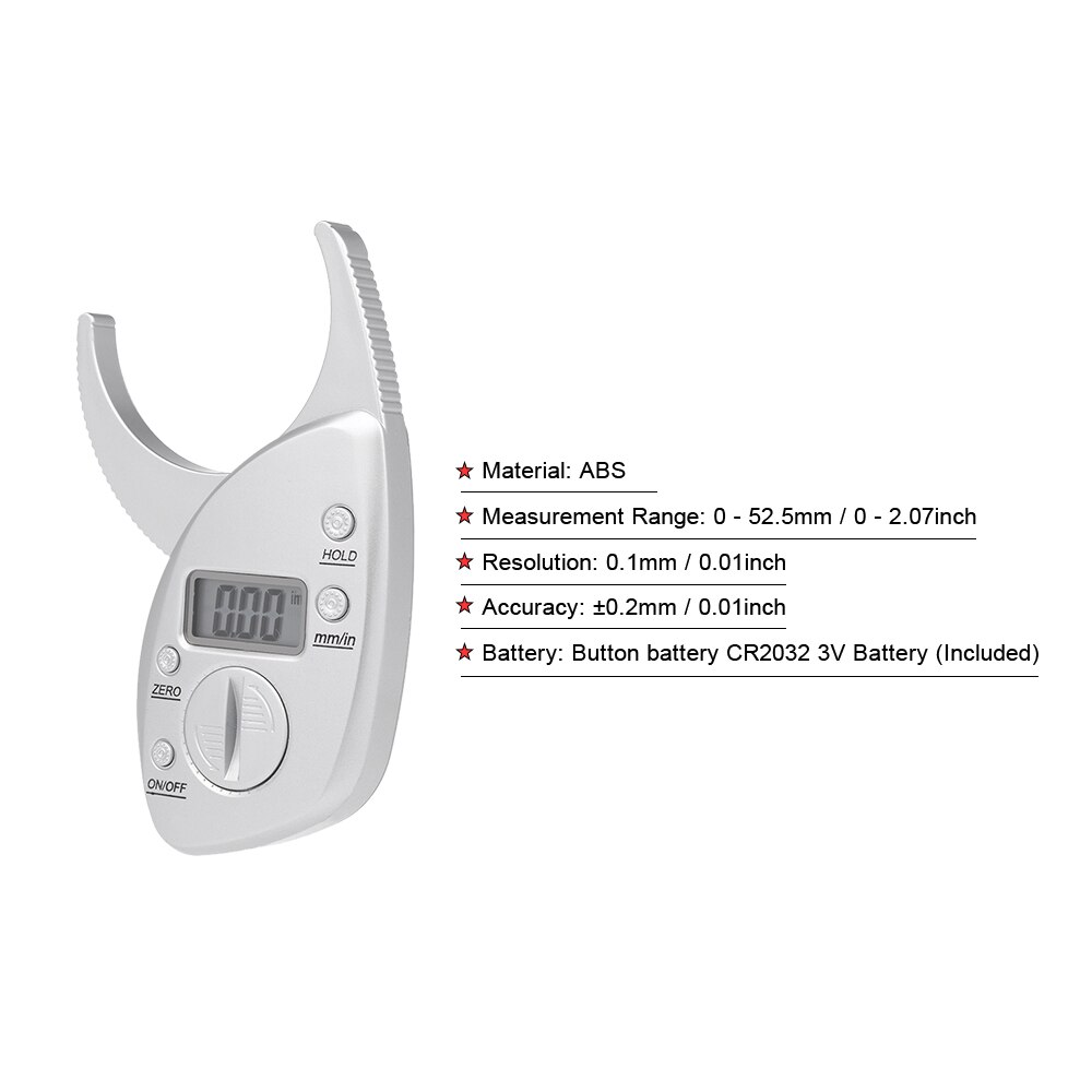 Digital Body Fat Caliper Monitors Skinfold Caliper LCD Display Skin Muscle Body Fat Tester Analyzer Electronic Fat Measure