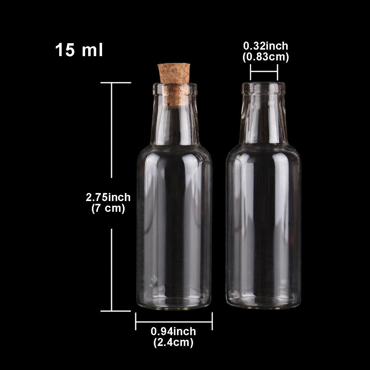 12ml 15ml 25ml 35ml Glasflaschen mit Korken wünschen Flaschen für Hochzeit Handwerk: 24 Stücke 15ml