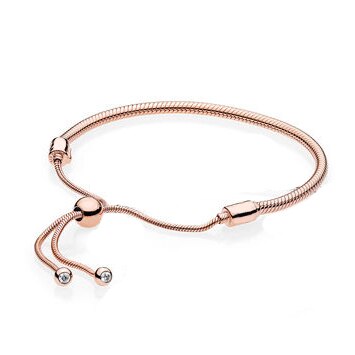 100% 925 Sterling Zilveren Armband Rose Goud 18 Gouden Glitter Instant Slide Shine Momenten Glijden Armband: rose