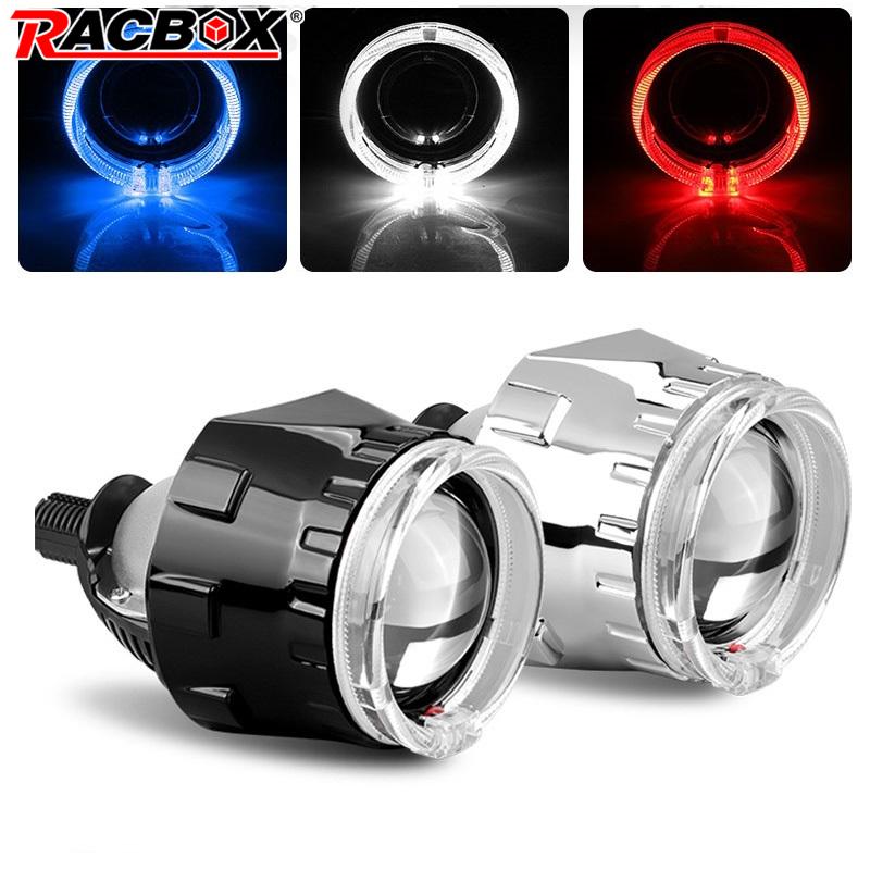 Halo Angel Eyes Lens Projetor, Faróis de carro Retrofit, 2.5 Polegada, 80mm, alta, feixe baixo, bi luzes LED, H4, H7, 9005, HB3, 9006, HB4