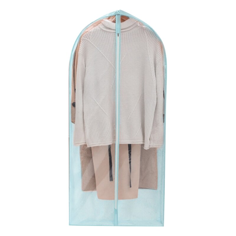 Hanging Garment Bag with Zipper Clothes Dress Suit Coat Clear Dust Cover Protection Storage Pouch Case Home Closet Organizer: Blue / S