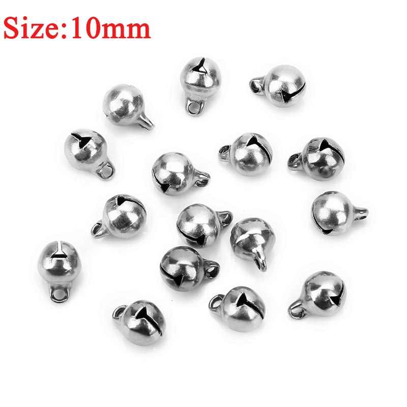 Sauvoo 30 stks/partij Rvs Jingle Bells 5mm 6mm 8mm 10mm End Charms Bead voor Armbanden kerst Ambachten Sieraden Decration: 10mm