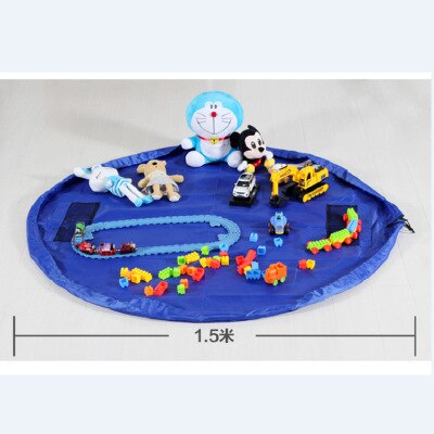 150cm Kids Play Mat Waterproof Play Mat Multifunctional Toy Storage Bag Children Play Carpet Play Games Useful Toys Storage Bag: 150cm blue