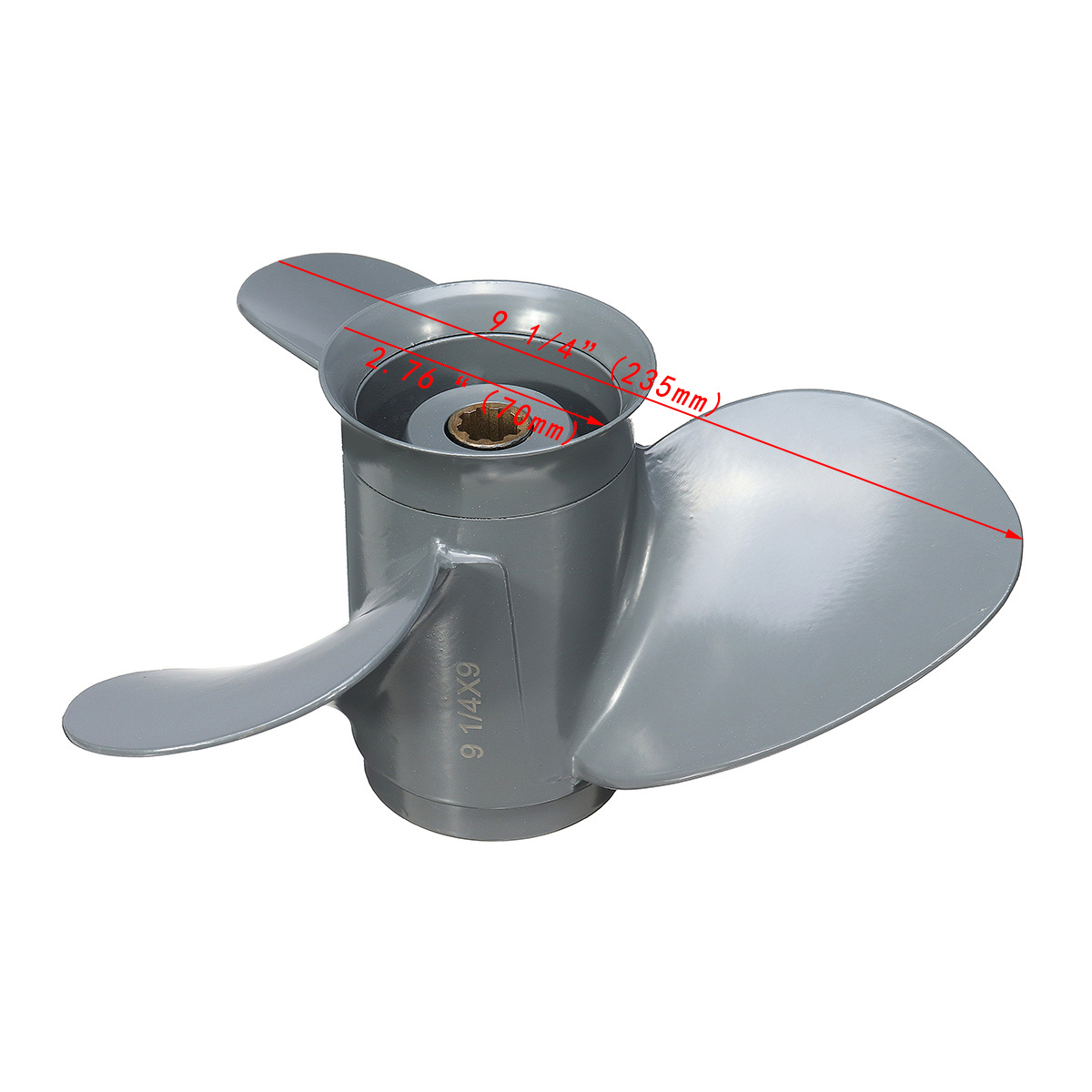 Aluminum Alloy Propeller R Rotation 3 Blades 8 Spline Tooths Gray For Honda Outboard Engine 8-20HP 9 1/4 x 9 58130-ZV4-009AH