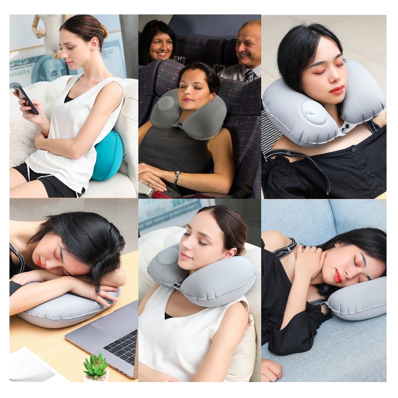QCZX – oreillers de voyage gonflables, oreiller Portable Super léger en forme de U pour les vertèbres cervicales