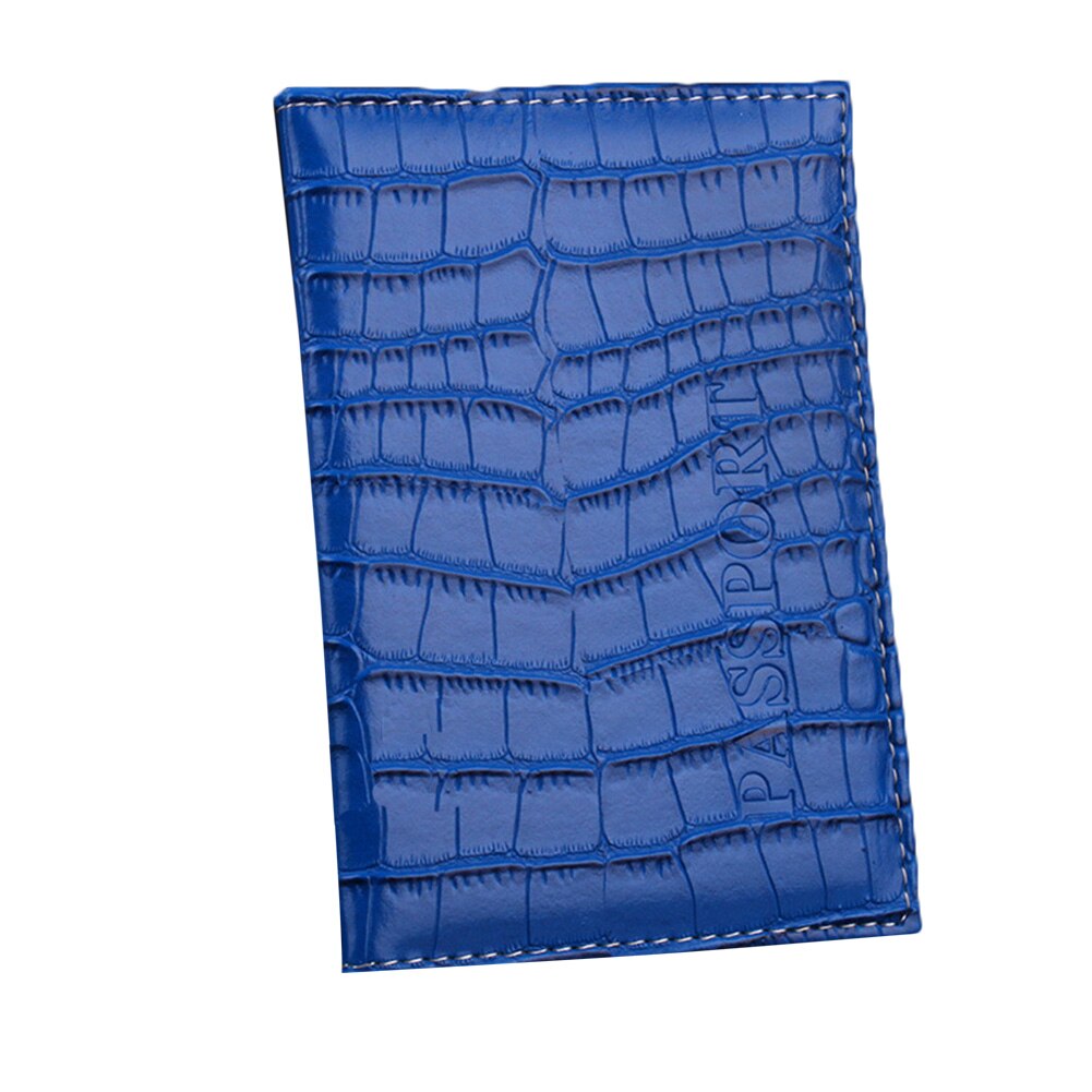Alligator Pattern Leather Passport Cover And Travel Document Holder Passport Cover Case for Men Women Credit Card Holder Wallet: Blue