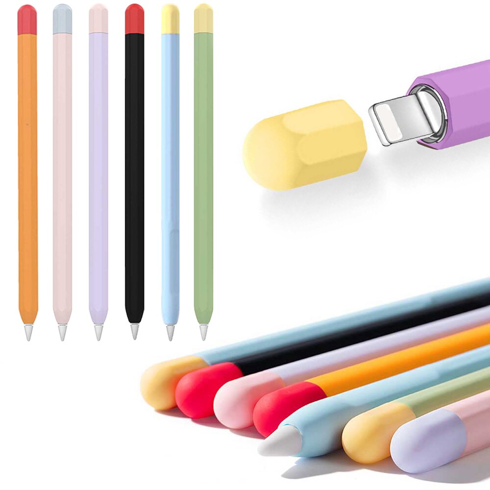 Stylus Cover Silicone Pen Case For Apple Pencil 1 2 Color Matching Stylus Protective Case Non-slip Anti-fall iPad Pen 2 1 Cover