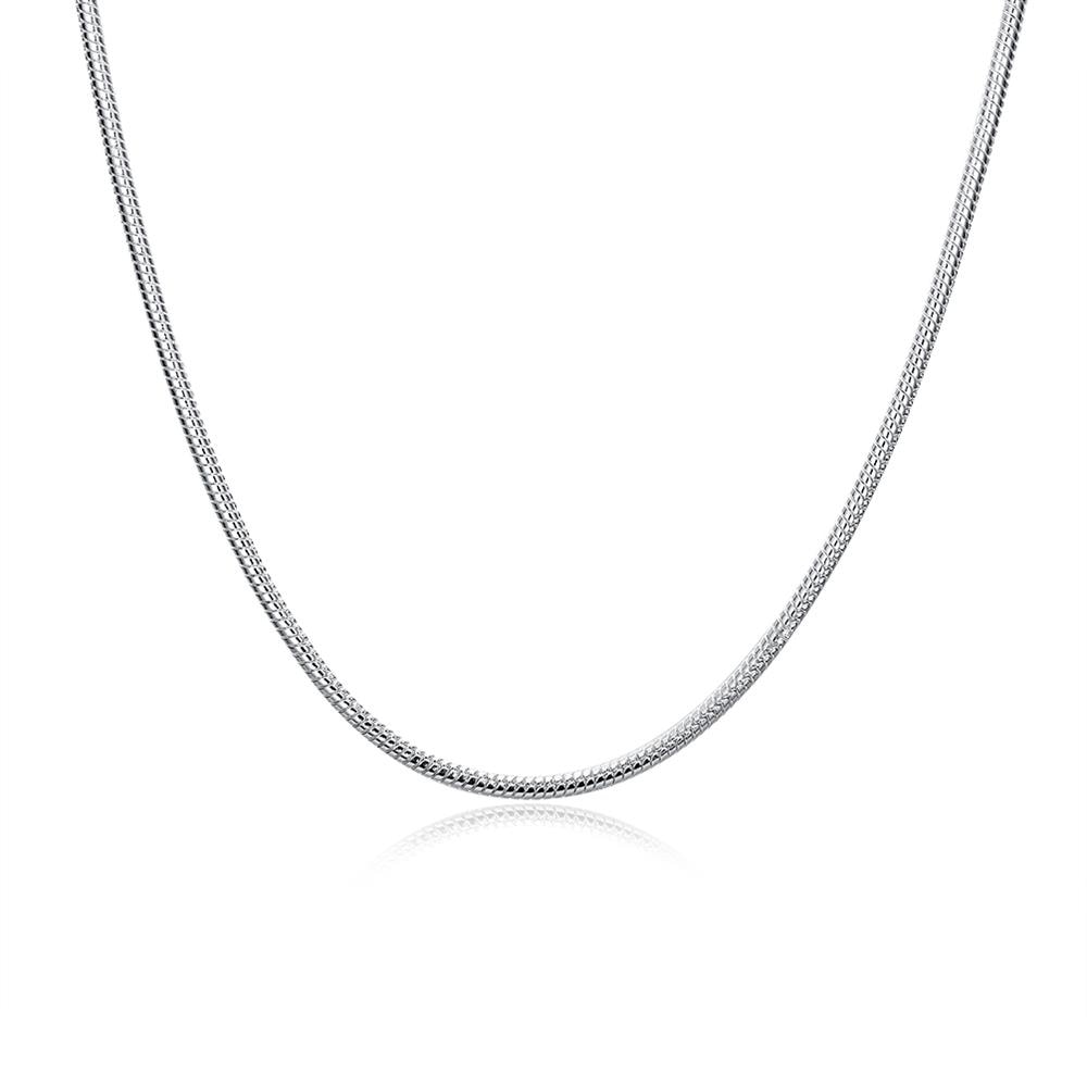 100% Solid Stainless Steel Necklace 2 mm Width Snake Chain 18'' - 28'' Inches Jewelry for Men/Women