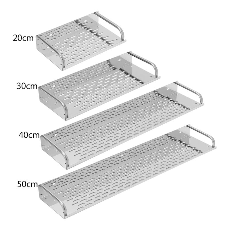 Rustfrit stål køkken badeværelseshylde vægmonteret opbevaringsreol enkeltlag 20cm-50cm